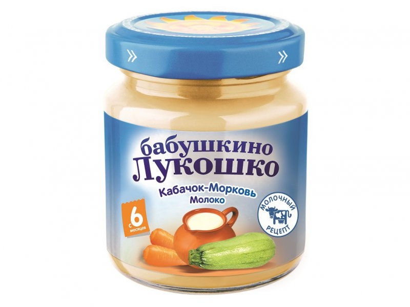 Овощное пюре  ВотОнЯ Пюре Бабушкино Лукошко Кабачок, морковь, молоко 100 г