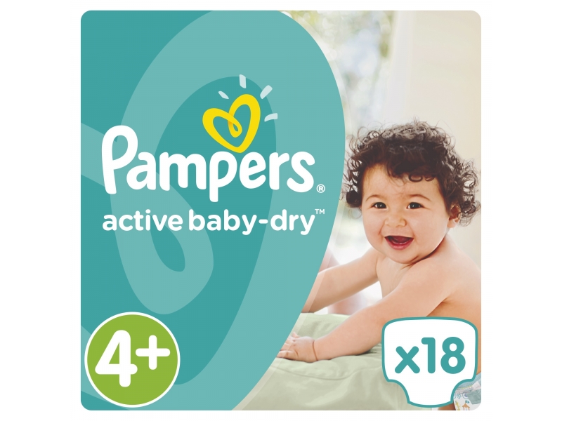Подгузники для детей  ВотОнЯ Подгузники Pampers Active Baby Dry Maxi Plus (9-16 кг), 18 шт.