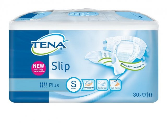 Подгузники Tena Slip Plus, S дышащие, обхват талии 60-80 см, 30 шт.