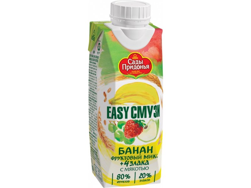 Соки и нектары  ВотОнЯ Коктейль Сады Придонья Easy Смузи Банан, яблоко, виноград и клубника со злаками, 250 мл