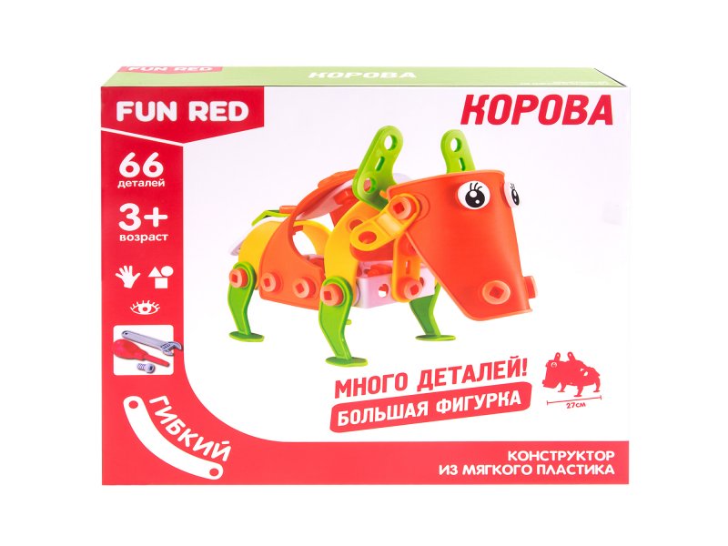 Конструктор Fun Red гибкий, Корова, 66 деталей