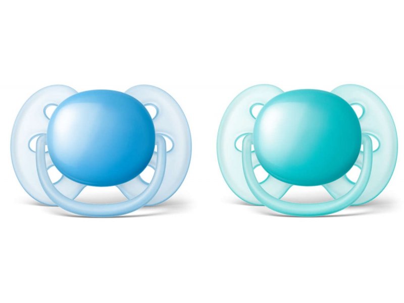 Пустышка Philips Avent Ultra soft для мальчика, 6-18 мес. 2 шт. синий/зеленый