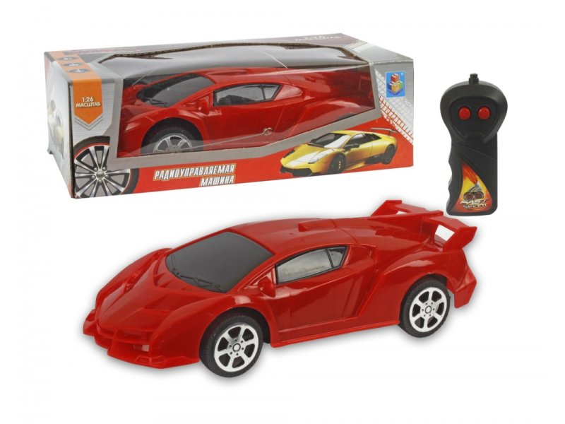  Игрушка 1Toy Спортавто Машина на р/у, 27 МГц, 2 канала: движение вперед/назад/разворот, 1:26 красный
