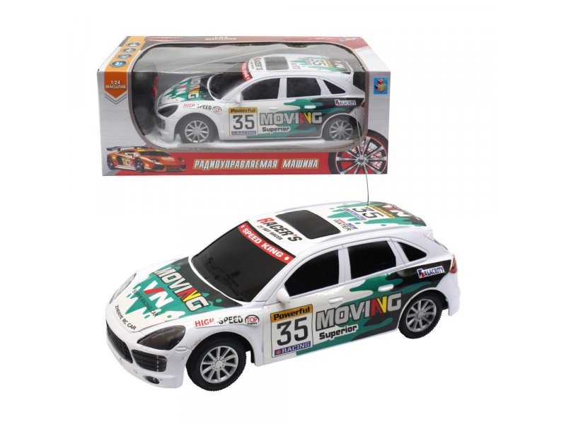Игрушка 1Toy Спортавто Машина на р/у, 27 МГц, 2 канала, на батарейках, свет, 1:24