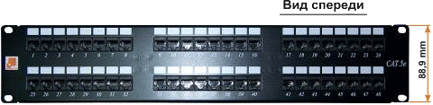 Патч-панель Lanmaster LAN-PP48UTP5E 19, 2U, Cat 5e, 48 портов RJ45 (8p8c), неэкранированная, Dual IDC (110/KRONE)