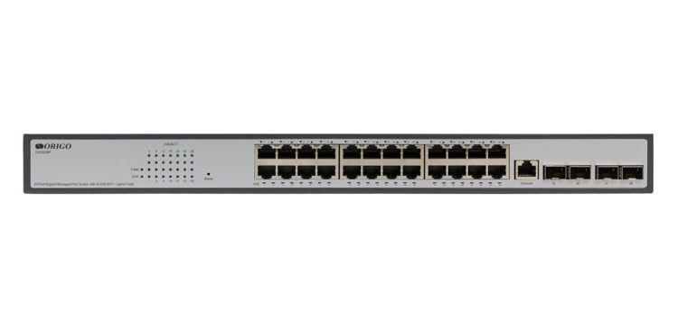  Коммутатор управляемый ORIGO OS3228P/370W/A1A 24x1000Base-T PoE, 4x10GBase-X SFP+, PoE Budget 370W, RJ45 Console, 19 w/brackets, L3