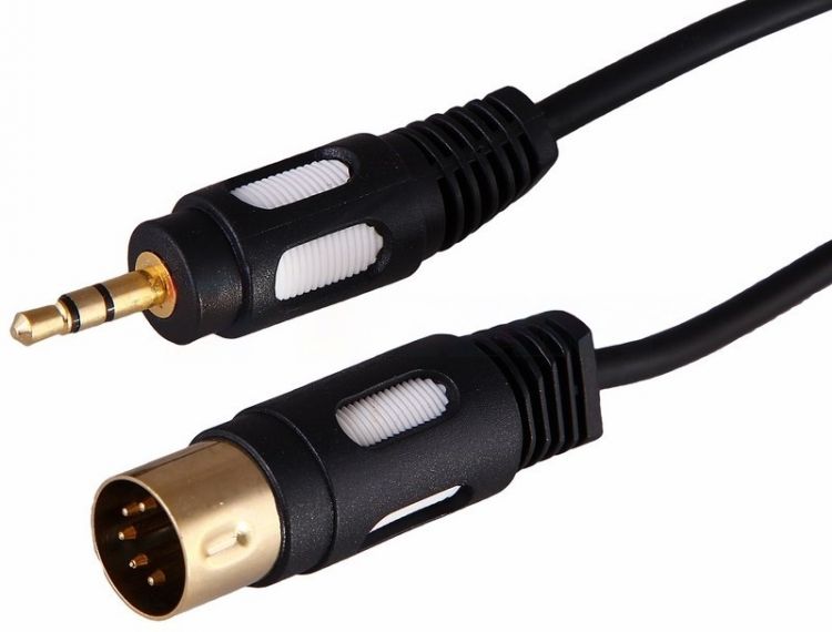 Кабель Rexant 17-2502 DIN 5PIN Plug - 3.5мм Stereo Plug, 1.5м (GOLD)