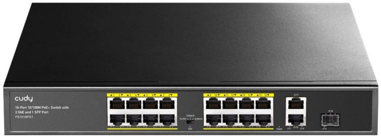 Коммутатор неуправляемый Cudy FS1018PS1 16-Port 10/100M PSE RJ-45 +2 Gigabit RJ- 45 +1SFP Port with 16 POE Ports with Built-in power supply, support 1