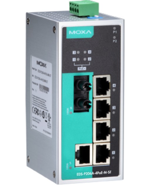 Коммутатор PoE MOXA EDS-P206A-4PoE-M-ST-T 1x10/100BaseTX, 1 x 100BaseFx MM port, 4 x PoE, ST