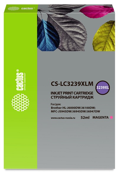 Картридж Cactus CS-LC3239XLM струйный пурпурный (52мл) для Brother HL-J6000DW/J6100DW