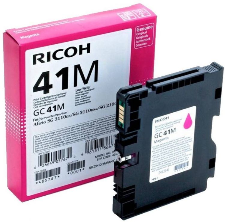 Картридж гелевый Ricoh тип GC 41M 405763 малиновый (2 200 страниц) для Aficio 3110DN/3110DNw/3110DNw/3100SNw/3110SFNw