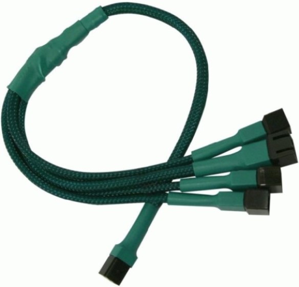 Кабели  Xcom-Shop Разветвитель Nanoxia NX34A30G для вентиляторов 3-pin в 4 х 3-pin, 30 см, зеленый