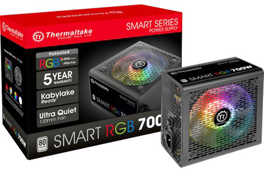 600-700W Блок питания ATX Thermaltake Smart RGB 700W PS-SPR-0700NHSAWE-1 aPFC, 120mm FAN, КПД 80+, Ret