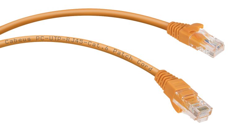 Кабель патч-корд U/UTP 6 кат. 0,5м Cabeus PC-UTP-RJ45-Cat.6-0.5m-OR неэкранированный, оранжевый