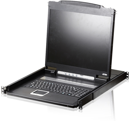 KVM-консоли Консоль KVM Aten CL1000N-ATA-RG 19, SVGA+KBD+MOUSE PS/2, с KVM-шнуром USB 1.8м., LCD экран 19, лат./рус. клавиатура