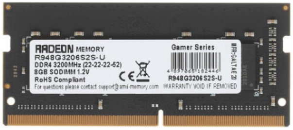 Модуль памяти SODIMM DDR4 8GB AMD R948G3206S2S-U PC4-25600 3200MHz CL16 1.2V Retail