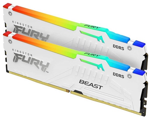 Модуль памяти DDR5 32GB (2*16GB) Kingston FURY KF556C40BWAK2-32 Beast White RGB 5600MHz 1RX8 CL40 1.25V 288-pin 16Gbit радиатор