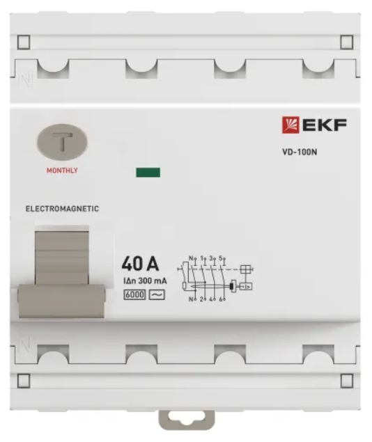 УЗО EKF E1046M40300 ВДТ ВД-100N 4P 40А 300мА AC эл-мех 6кА PROXIMA