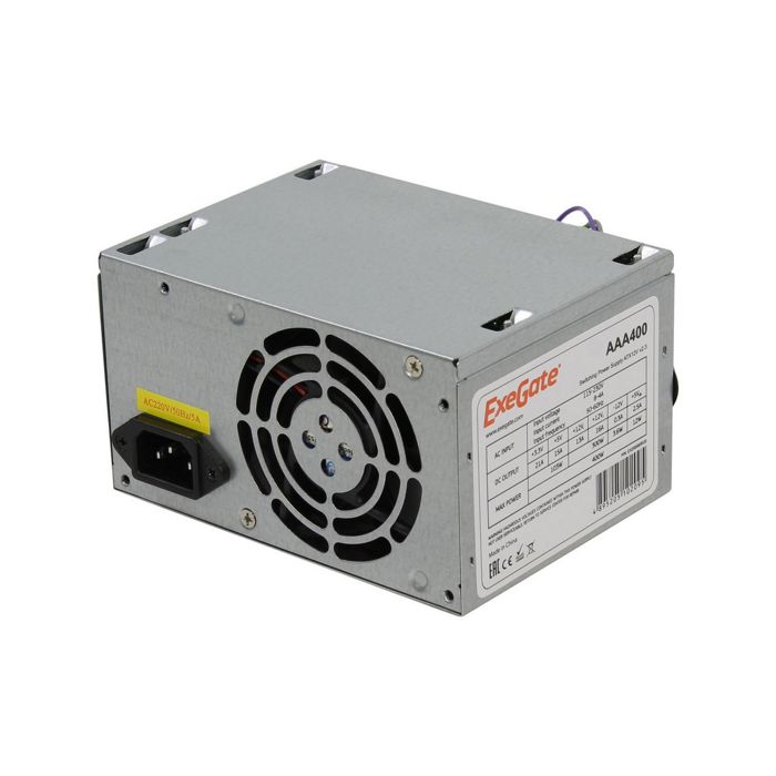 Блок питания ATX Exegate AAA400 ES259590RUS-PC 400W, PC, 8cm fan, 24p+4p, 2*SATA, 1*IDE + кабель 220V в комплекте