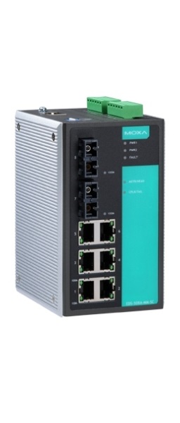 Коммутатор MOXA EDS-508A-SS-SC-80 Ethernet switch with 6 10/100 BaseTx ports, 2 single mode 100BaseFx ports,SC, 80km