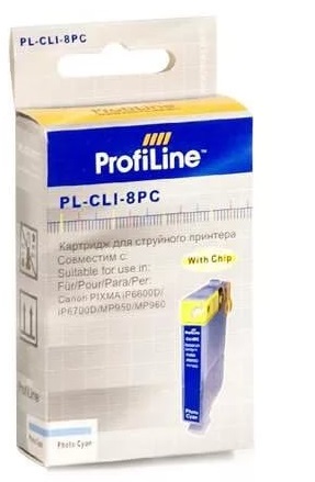 Картридж струйный ProfiLine PL-CLI-8PC-C Photo Картридж PL-CLI-8PC для принтеров Canon Pixma iP6600D/MP950 с чипом Photo Cyan водн ProfiLine