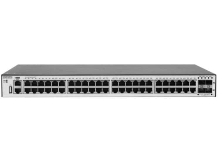 Коммутатор управляемый OSNOVO SW-48G4X-L3ST стекируемый L3 Gigabit Ethernet на 48xRJ45+4x10G SFP+Uplink. Порты: 48xGE (10/100/1000Base-T)+4x1G/10G SFP