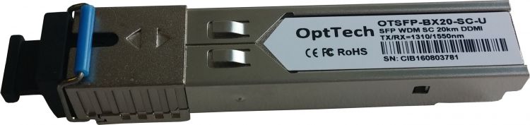 Модуль SFP OptTech OTSFP-BX20-SC-U WDM, TX/RX=1310/1550nm, SC, 20km, DDMI