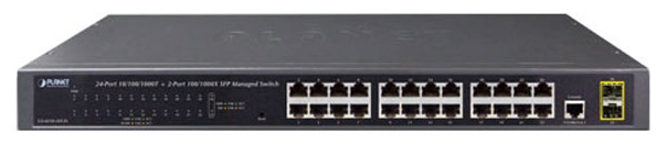 Коммутатор управляемый Planet GS-4210-24T2S IPv6, 24x10/100/1000Base-T + 2x100/1000MBPS SFP Web-Smart/SNMP