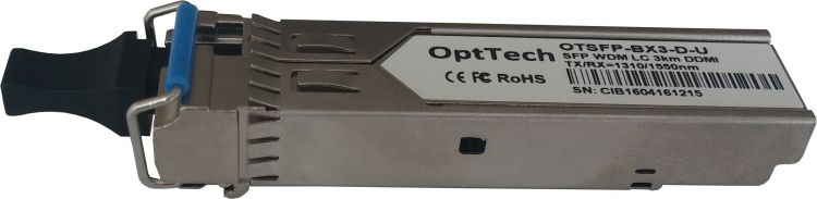 Модуль SFP OptTech OTSFP-BX3-D-U WDM, TX/RX=1310/1550nm, LC, 3km, DDMI