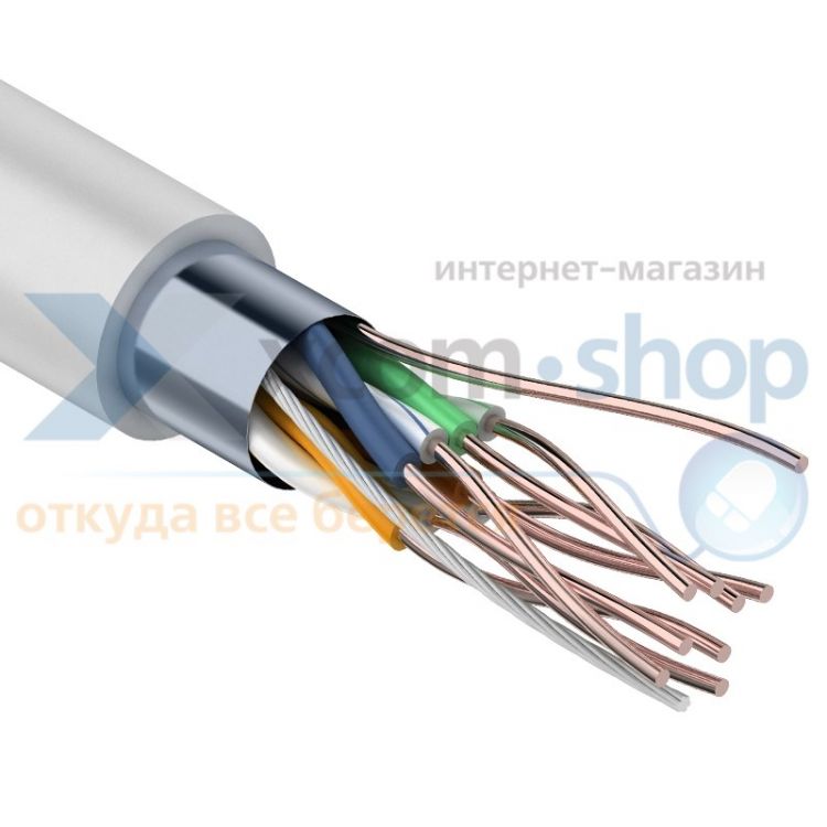  Кабель витая пара F/UTP 5e кат. 4 пары PROconnect 01-0142-3 24AWG(0.50 мм), омедненный алюминий (CCA), одножильный (solid), внутренний, PVC, серый, уп