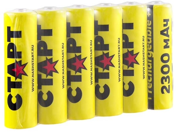 Аккумулятор Старт HR6 AA 2300mah NIMH-SH6 1.2 В, 6 шт. в шринке