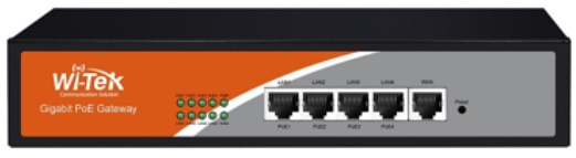 Контроллер Wi-Tek WI-AC105P централизованное управление 32 точками доступа, 4 PoE портов 1000Base-T+1 порт 1000Base-T