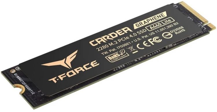 Накопитель SSD M.2 2280 Team Group T-FORCE CARDEA A440 Lite TM8FFQ002T0C129 2TB, 7400/6400MB/s, PCIe 4.0 x4, NVMe, TLC, 1200 TBW, MTBF 1.5M