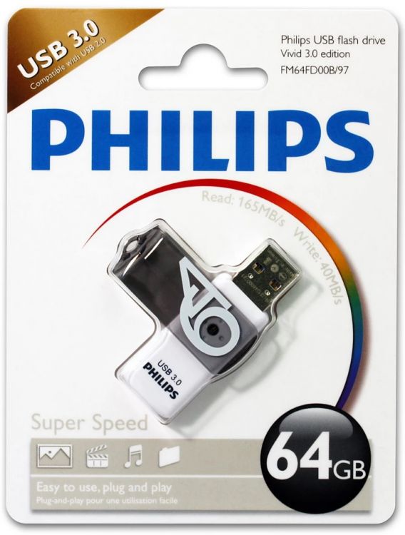 Прочие Накопитель USB 3.0 64GB Philips FM64FD00B/97 VIVID3.0