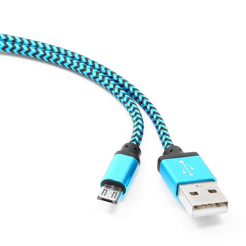 Кабель интерфейсный USB 2.0 Cablexpert CC-mUSB2bl1m , AM/microBM 5P, 1м, нейлоновая оплетка, алюминиевые разъемы,