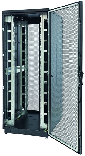 Шкаф напольный 19, 47U Eurolan 60F-47-6A-34BL Racknet S3000 600 × 1000, передняя дверь перфорированная одностворчатая, задняя дверь перфорированная о