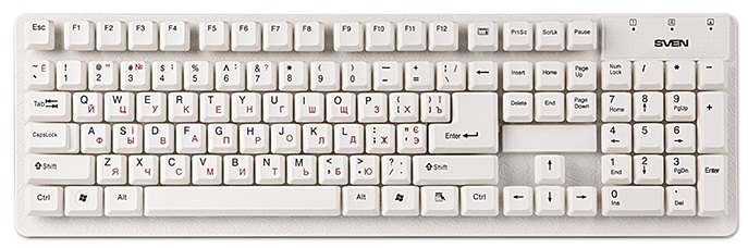   Xcom-Shop Клавиатура Sven Standard 301 SV-03100301UW белая, USB, 105 кнопок, влагоустойчивая