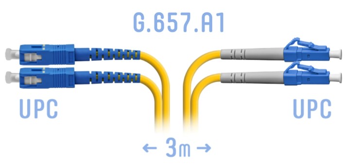 Кабель патч-корд волоконно-оптический SNR SNR-PC-LC/UPC-SC/UPC-DPX-A-3m LC/UPC-SC/UPC SM G.657.A1 Duplex 3 метра