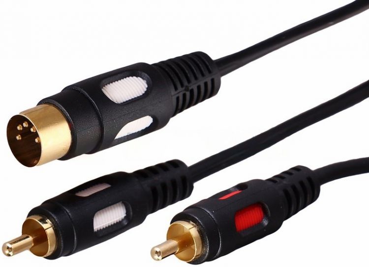 Кабель Rexant 17-2512 DIN 5PIN Plug - 2 RCA Plug, 1.5м (GOLD)