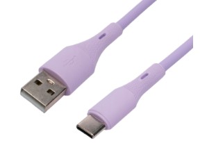 Кабель USB 2.0 Cablexpert CC-USB2S-AMCM-1M-V AM/Type-C, 3А, 18Вт, QC3.0, силиконовый, медь, 1м, фиолетовый, пакет