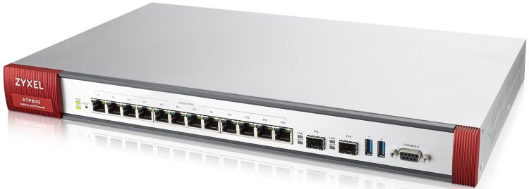 Межсетевой экран ZYXEL ATP800-RU0102F Rack, 12 конфигурируемых (LAN/WAN) портов GE, 2xSFP, 2xUSB3.0, AP Controller (2/130), Device HA Pro, с поддержко