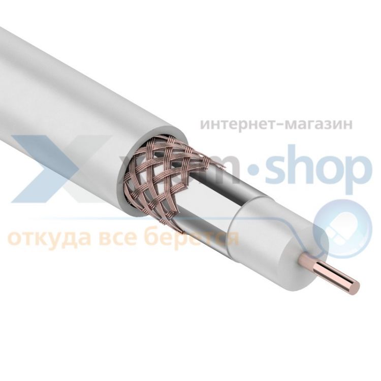  Кабель Rexant RG-6U+CU, (75%), 75 Ом, 100м., белый 01-2223