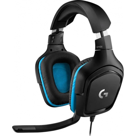 Гарнитура Logitech G431 981-000772 черный/синий 2м мониторные оголовье