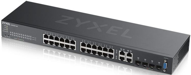 Коммутатор ZYXEL NebulaFlex Pro GS2220-28 GS2220-28-EU0101F L2, rack 19, 24xGE, 4xCombo (SFP/RJ-45), бесшумный, автономное/облачное управление