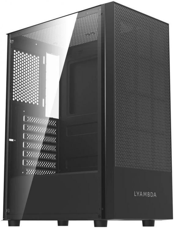 Корпус ATX Lyambda LGT-02 черный, без БП, боковая панель из закаленного стекла, USB 3.0, USB 2.0, audio