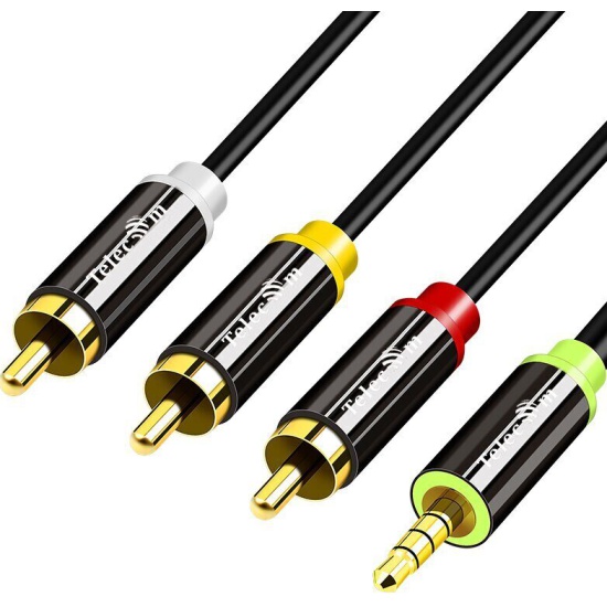 Кабель Telecom TAV4545M-1.5M 3.5 Jack (M) - 3 RCA (M), 1.5m