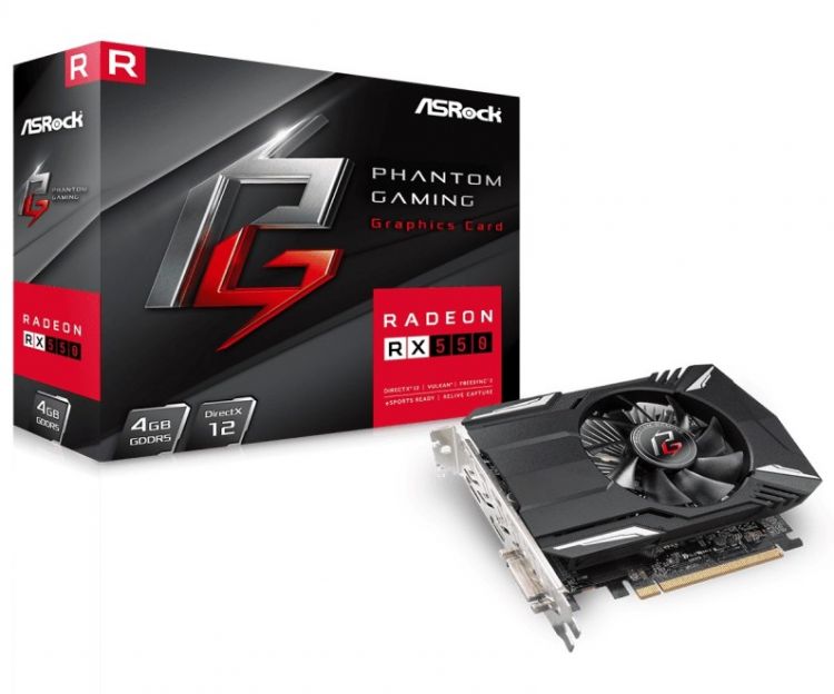 Видеокарта PCI-E ASRock Radeon RX 550 Phantom Gaming (PHANTOM G R RX550 4G) 4GB GDDR5 128bit 14nm 1100/6000MHz DP/HDMI/DVI