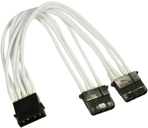 Разветвитель Nanoxia NX4PY2EW 4-pin MOLEX в 2 х 4-pin MOLEX, 20 см, индивидуальная оплетка, белый