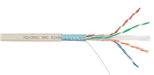 Кабель витая пара F/UTP 6 кат. 4 пары NIKOMAX NMC 9240L-IY 23AWG(0.57 мм), медь, одножильный (solid), внутренний, полимерный материал, нг(A)-LSLTx, се