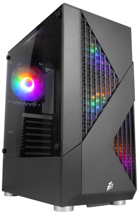 Корпус ATX 1STPLAYER FIREROSE F3-A черный, без БП, с окном, 2*USB 2.0, USB 3.0, audio